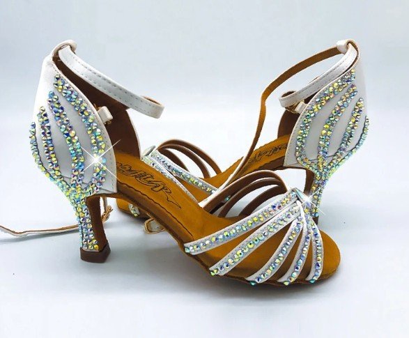 Llamativos Zapatos de baile latino con brillantes - Imagen 4
