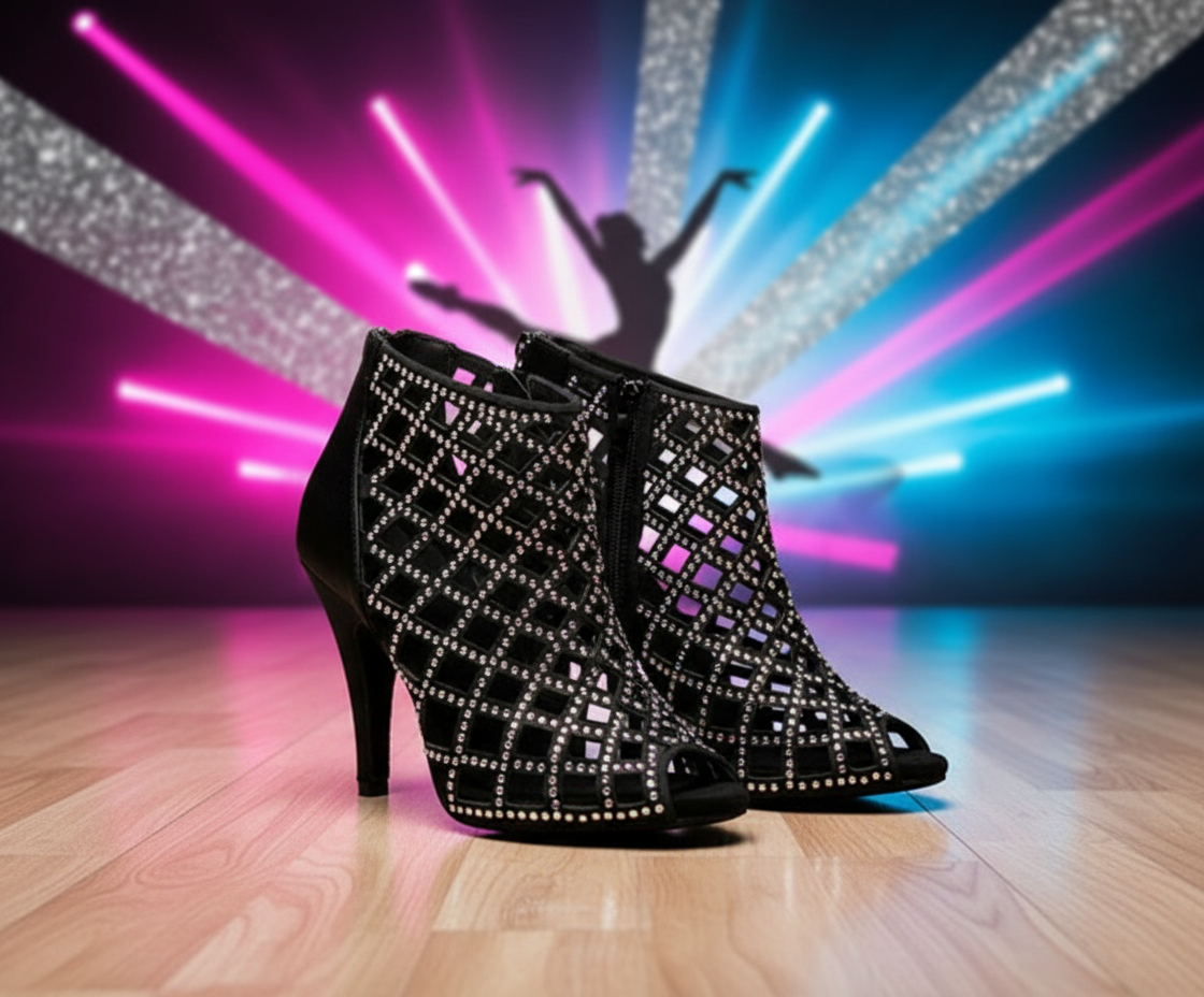 bellos zapatos con diamantes de imitación para bailar salsa