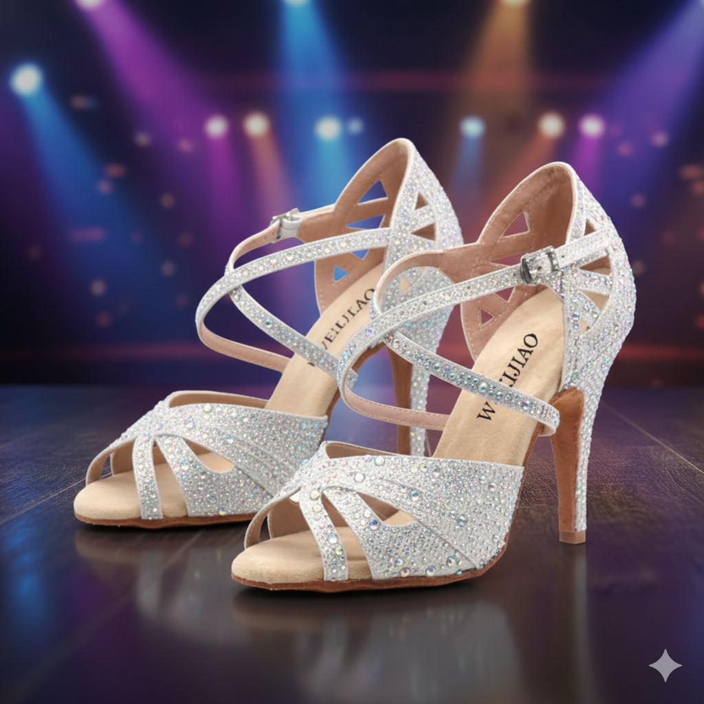 Impresionantes Zapatos de baile latino con tacón suave, 7,5 cm