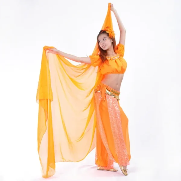 Velo de gasa para danza del vientre de seda rojo - Imagen 5