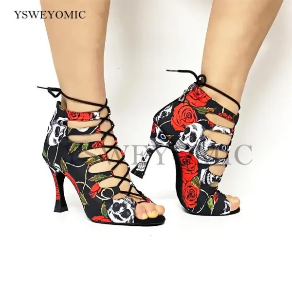 Originales Zapatos de baile de Salsa y Bachata con calavera de Halloween