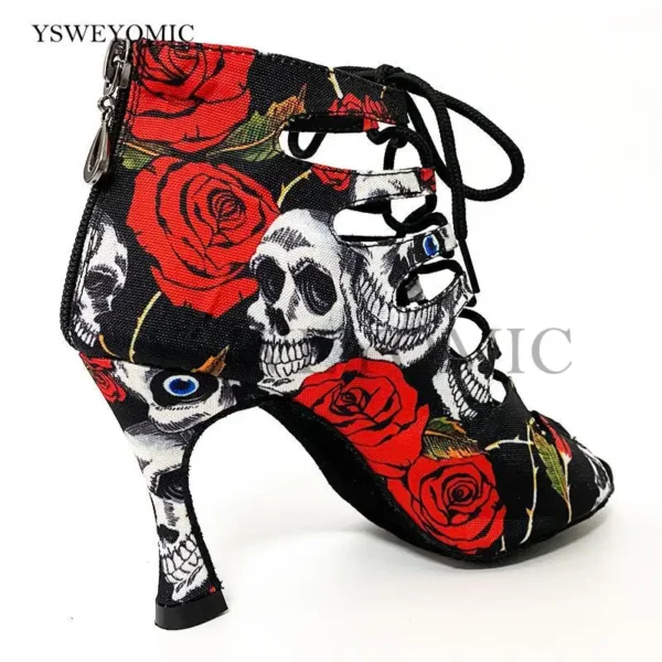 Originales Zapatos de baile de Salsa y Bachata con calavera de Halloween - Imagen 3