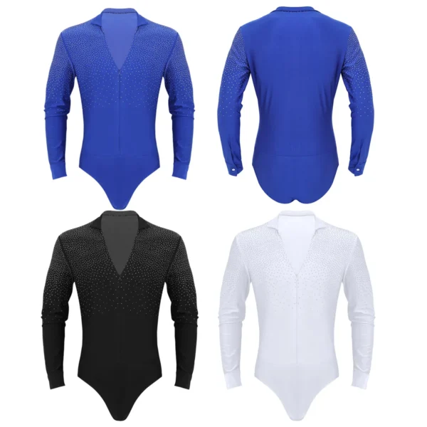 Fenomenal Camisa de baile latino para hombre con cuello en V - Imagen 2