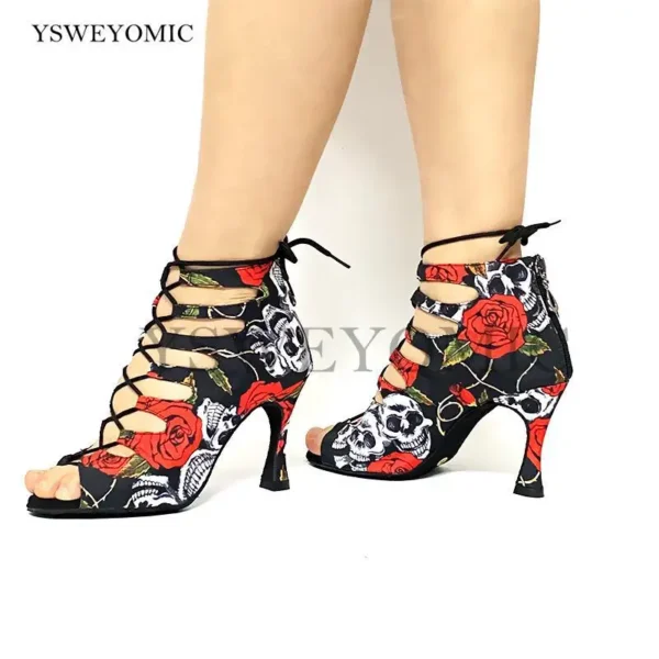 Originales Zapatos de baile de Salsa y Bachata con calavera de Halloween - Imagen 5