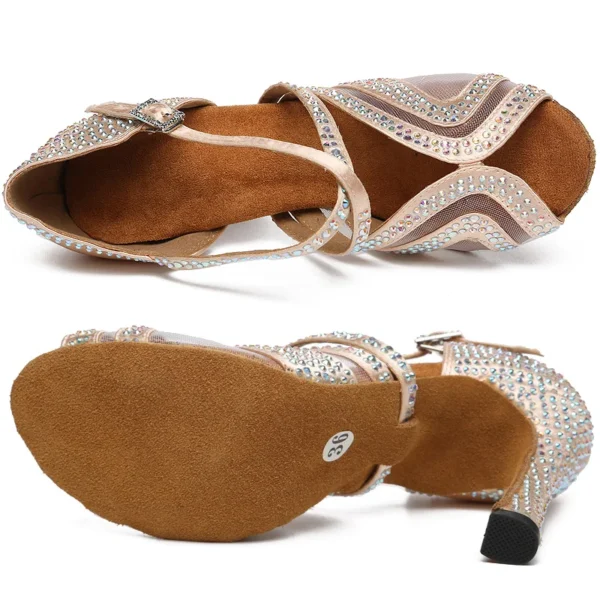 Geniales zapatos de baile latino de piel con correa cruzada - Imagen 4