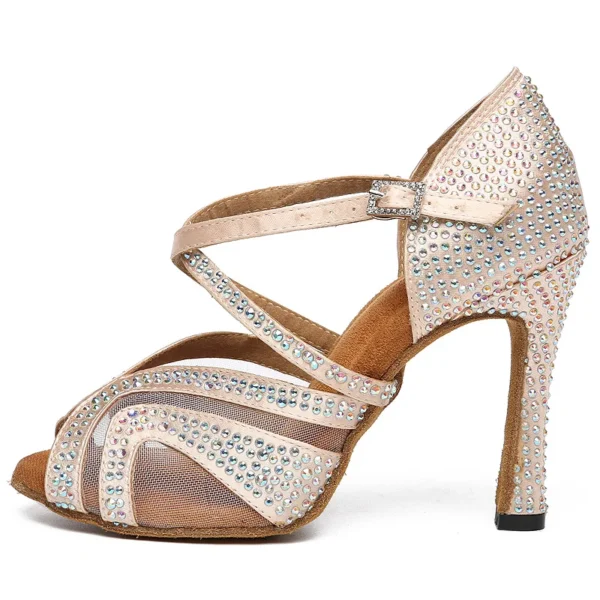 Geniales zapatos de baile latino de piel con correa cruzada - Imagen 3
