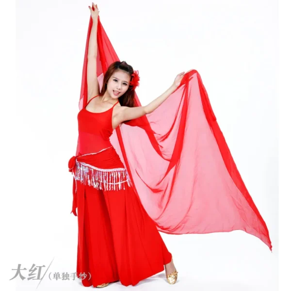 Velo de gasa para danza del vientre de seda rojo - Imagen 4
