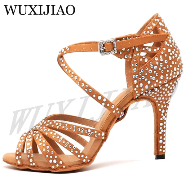 Suntusosos Zapatos de satén brillante con diamantes - Imagen 4