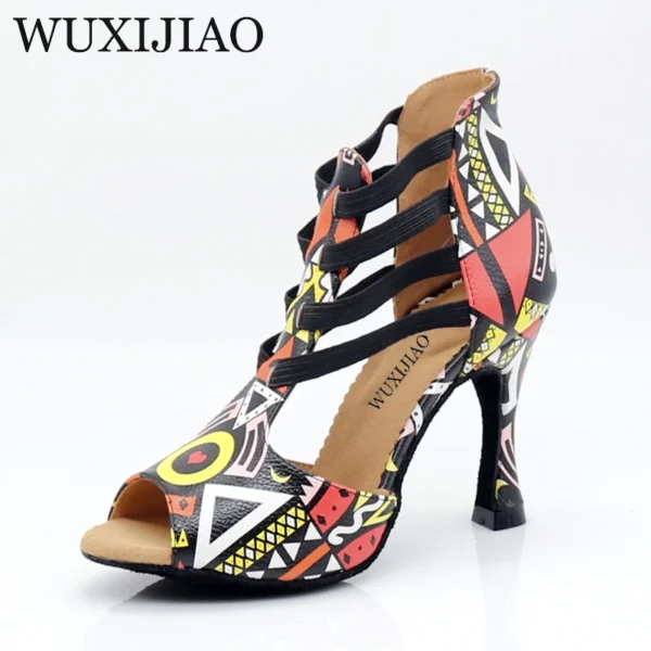 Geniales zapatos de baile de Salsa latina de mujer con tacón cubano - Imagen 2