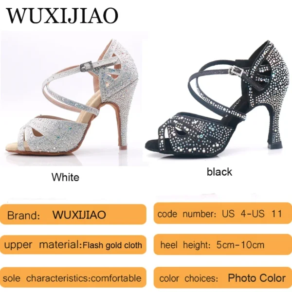 Impresionantes Zapatos de baile latino con tacón suave, 7,5 cm - Imagen 3