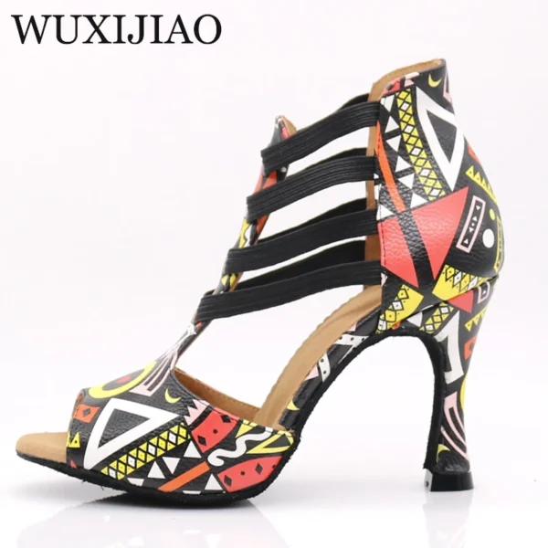 Geniales zapatos de baile de Salsa latina de mujer con tacón cubano - Imagen 3