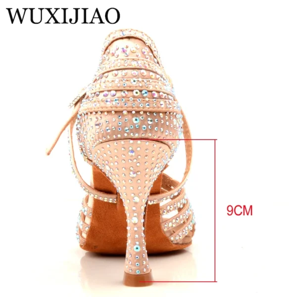 Magníficos Zapatos de baile para bachatta con diamantes de imitación y tacón 9cm - Imagen 6