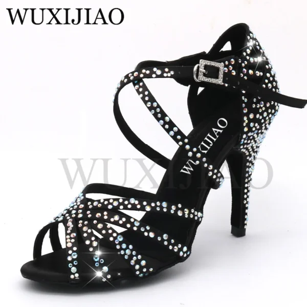 Suntusosos Zapatos de satén brillante con diamantes - Imagen 5
