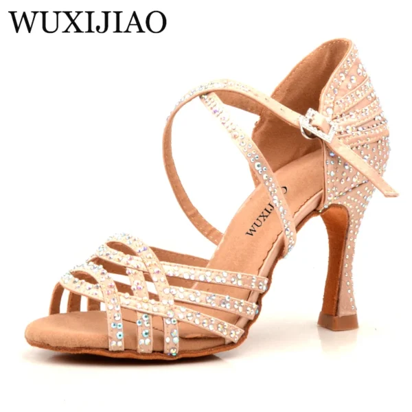 Magníficos Zapatos de baile para bachatta con diamantes de imitación y tacón 9cm - Imagen 4