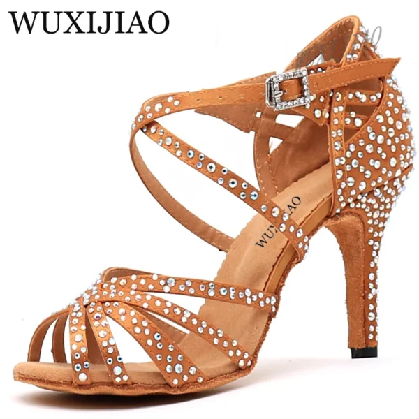 Suntusosos Zapatos de satén brillante con diamantes - Imagen 3