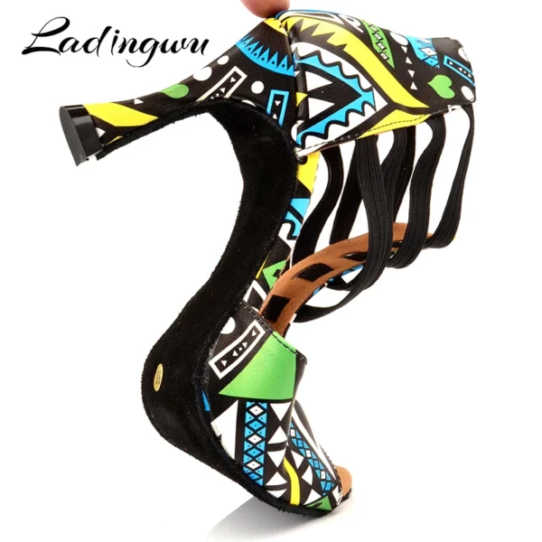 Llamativos Zapatos de baile latino con motivo africano - Imagen 5
