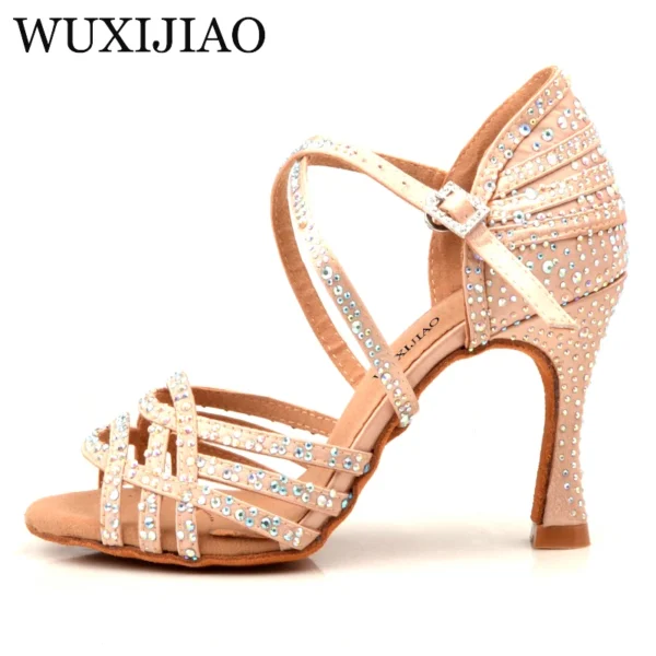 Magníficos Zapatos de baile para bachatta con diamantes de imitación y tacón 9cm - Imagen 5