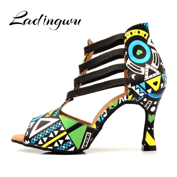Llamativos Zapatos de baile latino con motivo africano - Imagen 4