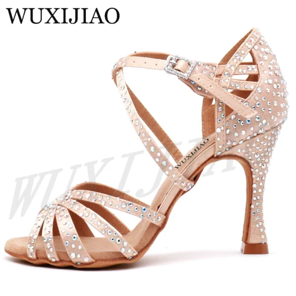Suntusosos Zapatos de satén brillante con diamantes - Imagen 2