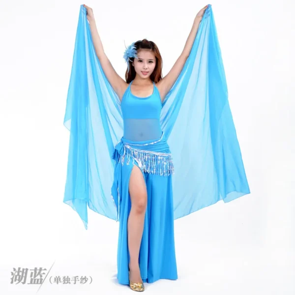 Velo de gasa para danza del vientre de seda rojo - Imagen 3