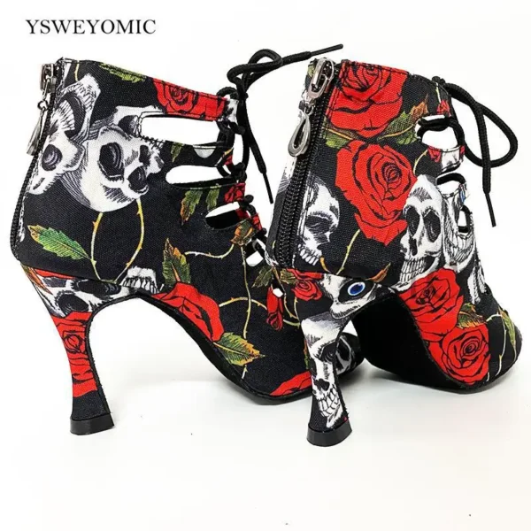 Originales Zapatos de baile de Salsa y Bachata con calavera de Halloween - Imagen 4