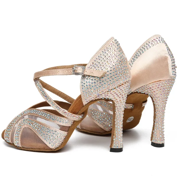 Geniales zapatos de baile latino de piel con correa cruzada - Imagen 2