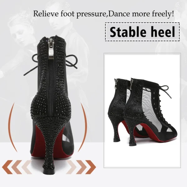 Impresionantes Zapatos de baile latino de estilo clásico de color negro - Imagen 4