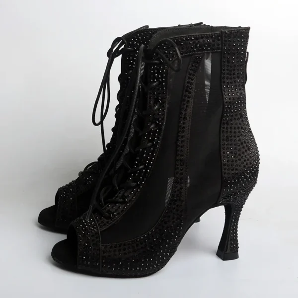 Preciosas botas para bailes latinos con diamantes de imitación - Imagen 2