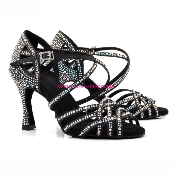 Zapatos de baile cuadrados zapatos de tacón negro - Imagen 3