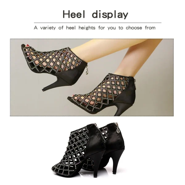 bellos zapatos con diamantes de imitación para bailar salsa - Imagen 3
