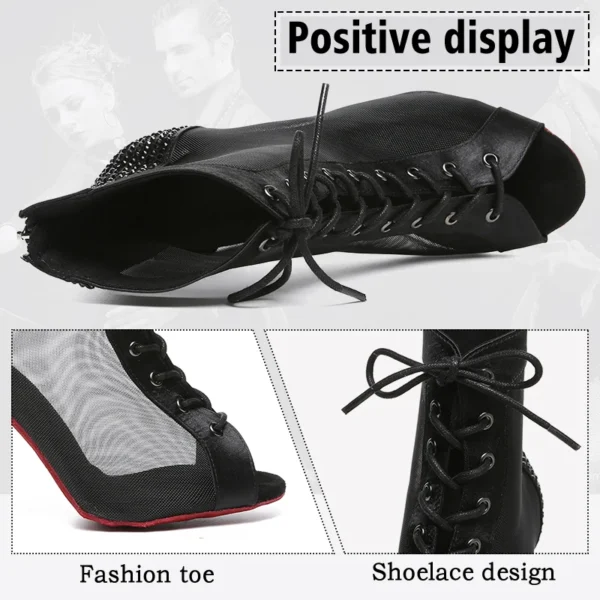 Impresionantes Zapatos de baile latino de estilo clásico de color negro - Imagen 2
