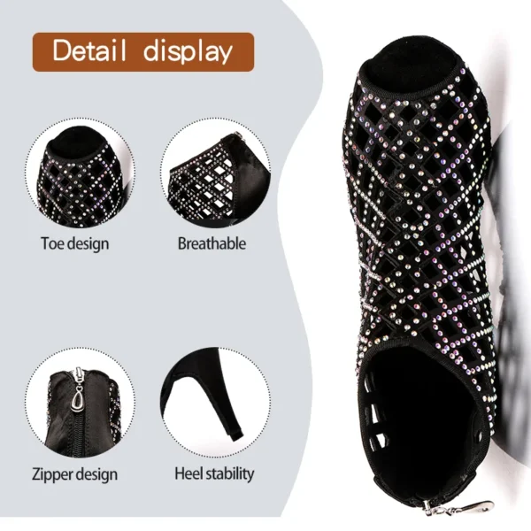 bellos zapatos con diamantes de imitación para bailar salsa - Imagen 2