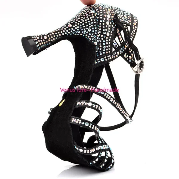 Zapatos de baile cuadrados zapatos de tacón negro - Imagen 6