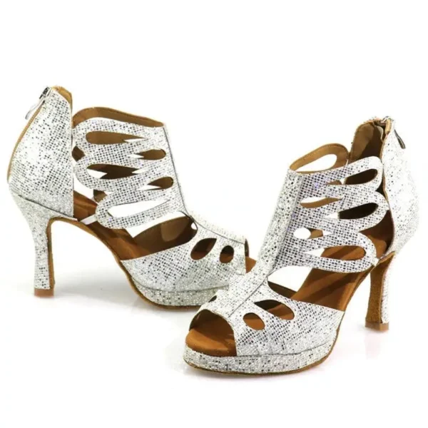 Elegantes Zapatos para bailar salsa con tacón medio - Imagen 2