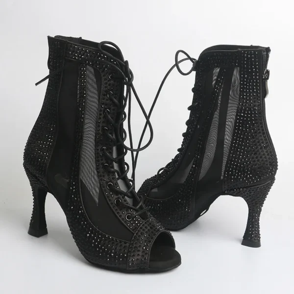Preciosas botas para bailes latinos con diamantes de imitación - Imagen 3