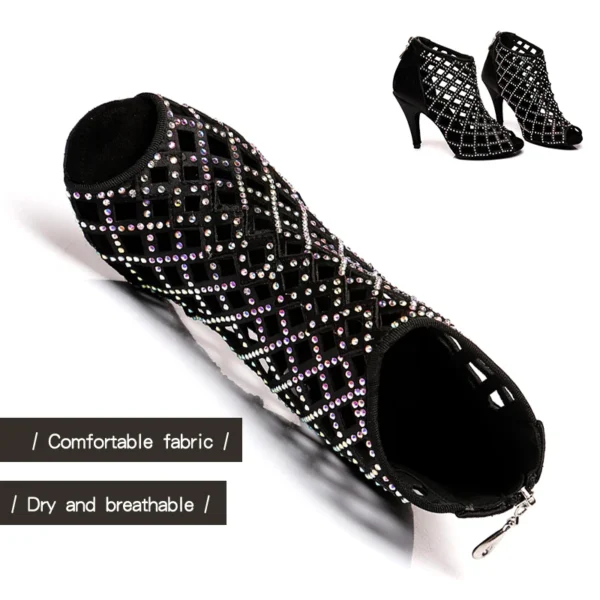 bellos zapatos con diamantes de imitación para bailar salsa - Imagen 6