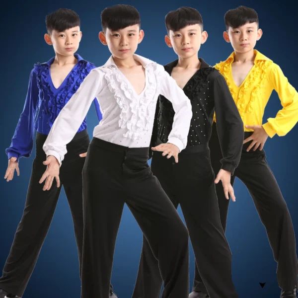 Impresionante Ropa de baile latino para niño con camisa moderna