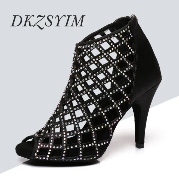 bellos zapatos con diamantes de imitación para bailar salsa