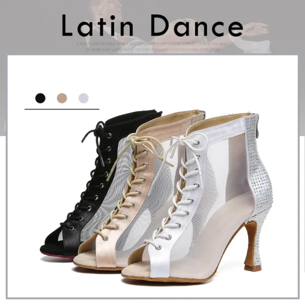 Impresionantes Zapatos de baile latino de estilo clásico de color negro - Imagen 5