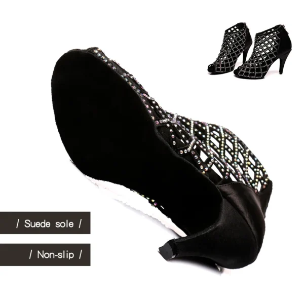 bellos zapatos con diamantes de imitación para bailar salsa - Imagen 4