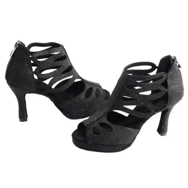Elegantes Zapatos para bailar salsa con tacón medio - Imagen 5