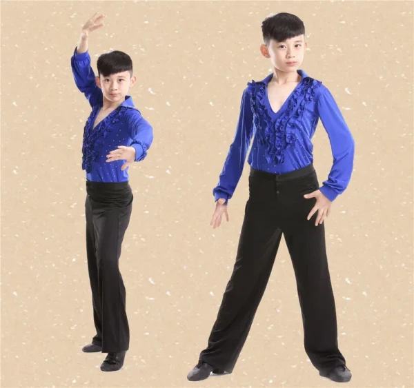 Impresionante Ropa de baile latino para niño con camisa moderna - Imagen 4