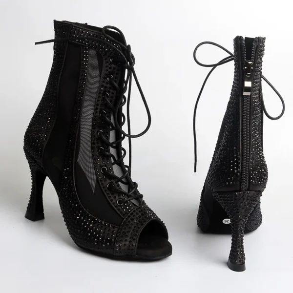 Preciosas botas para bailes latinos con diamantes de imitación - Imagen 5