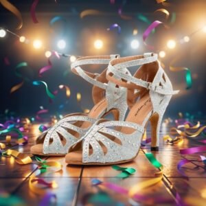 Elegantes Zapatos dorados/plateados para baile de salón, con diamantes de imitación