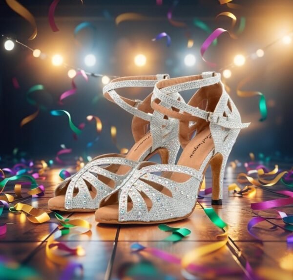 Elegantes Zapatos dorados/plateados para baile de salón, con diamantes de imitación
