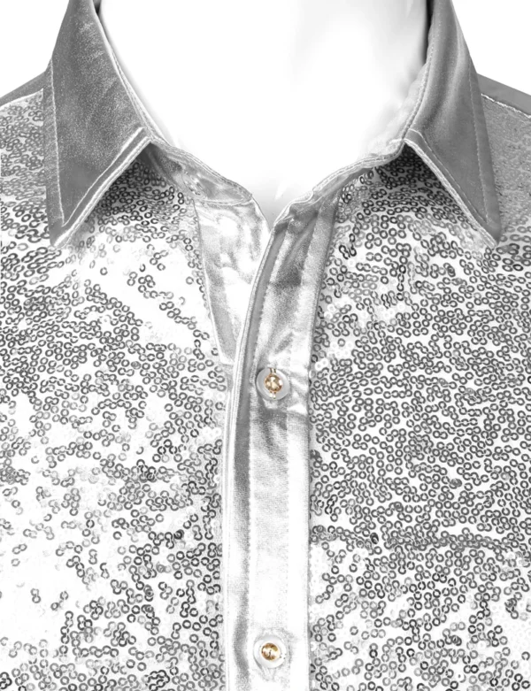 Camisa Plateada Hombre con Lentejuelas y Purpurina | Salsa y Bachata Show - Imagen 4