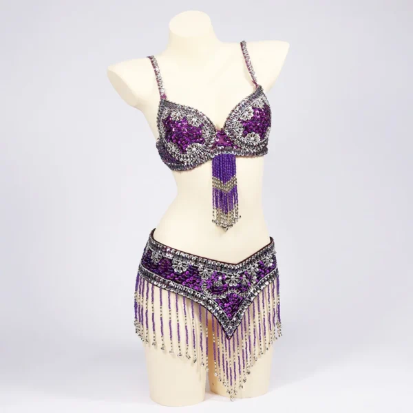 Sujetador y Cinturón con Cuentas de Lentejuelas de Estilo Oriental - Brilla con Elegancia y Estilo