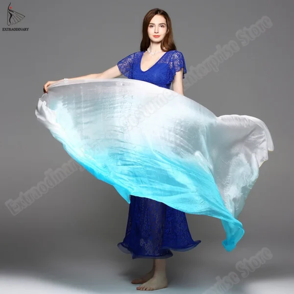 Elegante Chal de Seda para Danza del Vientre - Sofisticación y Movimiento en Cada Paso - Imagen 5