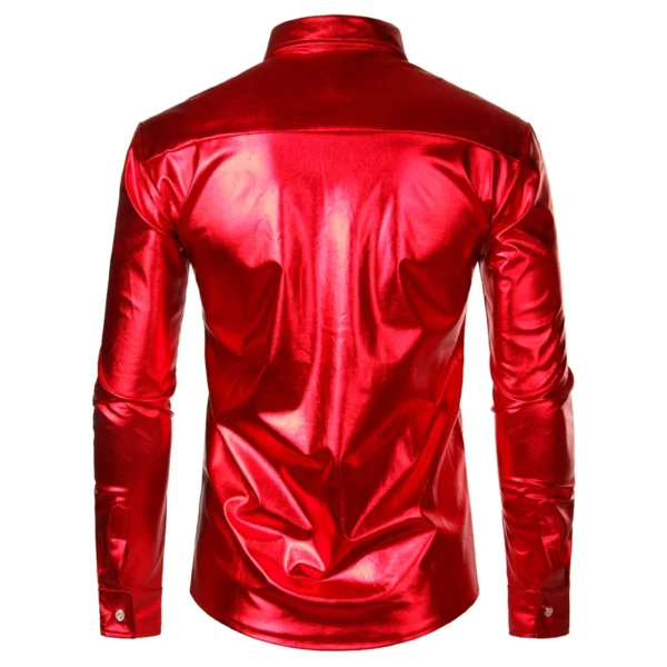 Camisa Metálica con Lentejuelas Rojas para Hombre - Bailongas | Brilla con Estilo - Imagen 2