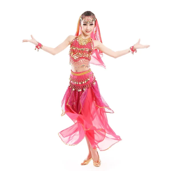 Trajes de Danza del Vientre para Niña Bollywood - Color, Estilo y Magia en Cada Movimiento - Imagen 6
